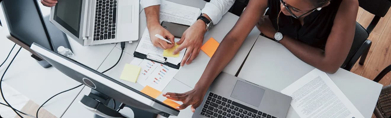 Young professionals collaborating in an office
