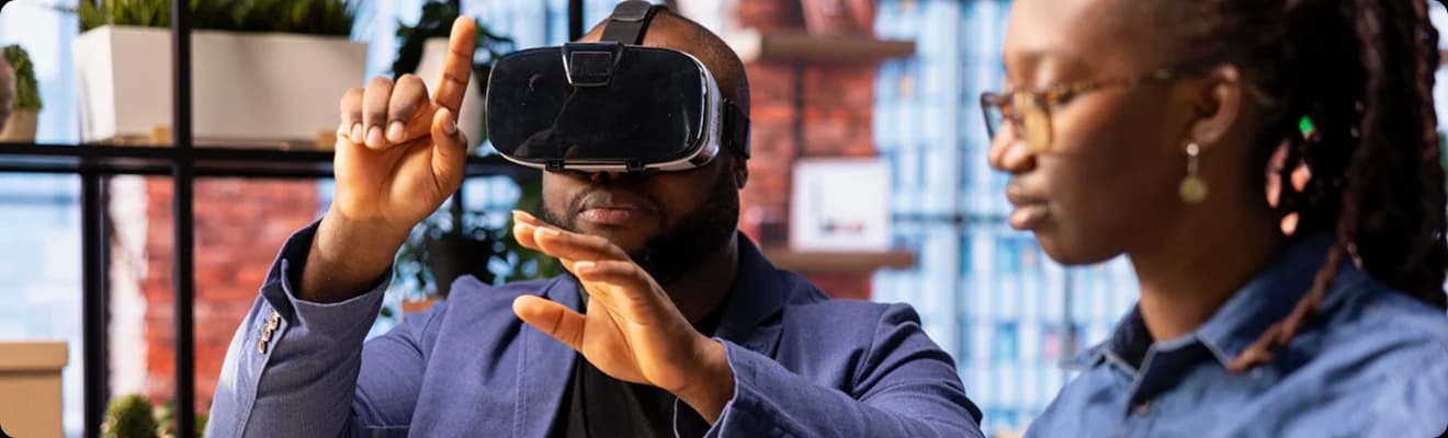 Interns working with virtual reality technology